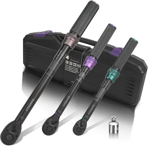 UYECOVE Chiave dinamometrica 1/4 1-25NM, 3/8 5-60NM, 1/2 20-220 Nm, chiave dinamometrica bici alta precisione ±3%, chiave dinamometrica moto 72 denti