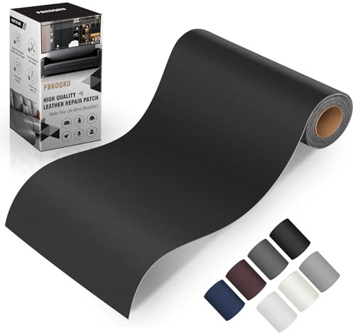 Pelle Adesiva per Riparazioni Autoadesivo, 10 x 200 cm Patch di Riparazione in Pelle,Ecopelle Adesiva per Divani, Sedili Auto, Mobili, Borse, Giacche （Liscio Nero）