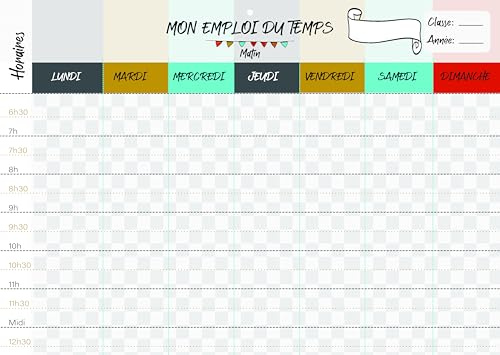 PrÊt! | Emploi du temps Scolaire Mixte | Collège & Lycée Recto Verso Format A3