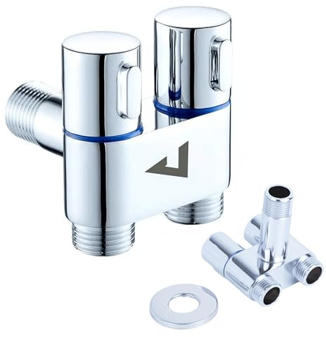 JUPPLIES Ducha Higienica para WC con Válvula de Control de 2 Vías y Doble Mando – Grifo Bidet para Inodoro con Manguera Retráctil 2m, Regulación de Presión y Montaje Sencillo (Válvula)