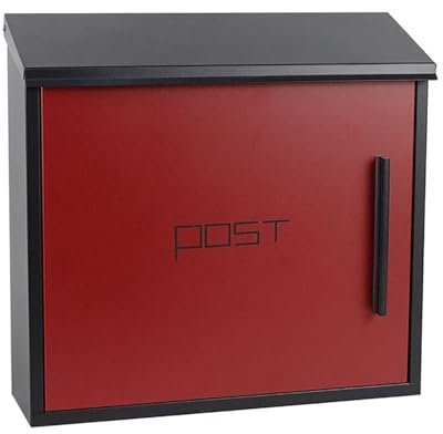 zxhrybh Briefkästen für Draußen, Briefkasten mit Modernem Design, Postkasten aus Verzinktem Blech mit Großem Fassungsvermögen, Sicherer Brifkasten aus Metall mit Schlüsselschloss(Red)