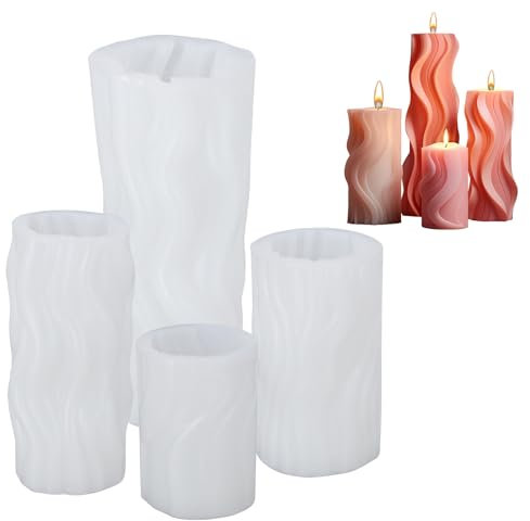 Dokeno 4 Stück 3D Silikon Kerzenformen – DIY Kerzen Gießen Formen, Kerzengießform für Duftkerzen, Handgefertigte Seife und Bastelprojekte