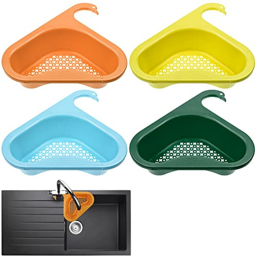 Cestas Coladoras,Cesta de Drenaje para Fregadero de Cocina,4 Piezas Cesta de Colador de Fregadero Triangular,Cesta de Filtro para Fregadero,Cesta Desagüe Cocina para Alimentos y Frutas de Basura
