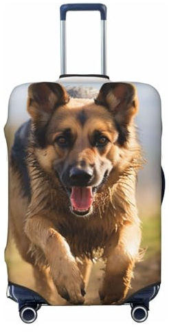 Running german shepherd dog Luggage Cover for Suitcase TSA Approved Elastic Suitcase Cover Anti-Scratch Travel Luggage Protector Cover Washable Trolley Case Cover Fit 18-32 Inch Luggage Medium