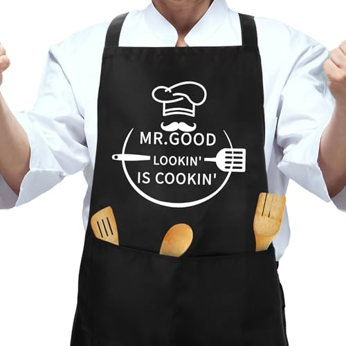 QONCV Father’s Day Gifts, Gifts for Dad Daddy Father Papa Bbq Kitchen Cooking Apron Fathers Day Birthday Christmas Presents Ideas from Son Daughter