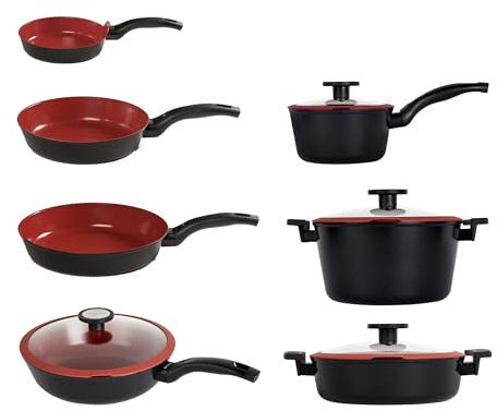 CLASSE ITALY, Set Padelle antiadenti 11 Pz. senza PFAS, Antiaderente a 5 strati senza PTFE, PFOA, 100% sicuro, Linea TUSCANY, per Induzione e Fiamma