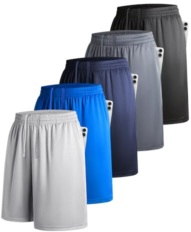 YOIOWVY 5er-Pack Sporthose Herren Kurz Sportshorts für Männer Athletische Shorts mit Taschen und elastischem Bund schnell trocknend