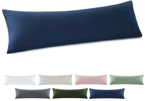 BEDSURE Seitenschläferkissen Bezug 40x145 2er - 100% Baumwolle, Blau | Kopfkissenbezug 40 x 145 mit Reißverschluss, Kissenhülle Weich Sicher Atmungsaktiv, Hautfreundlicher Komfort, OEKO-TEX Cert.