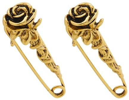 SUPerfINDINGS 2 st blomma säkerhetsnål ros blomma form broschnål antik guld stora säkerhetsnålar brosch legering blommor kiltstift för halsduk ryggsäck kjol cardigan hatt halsduk