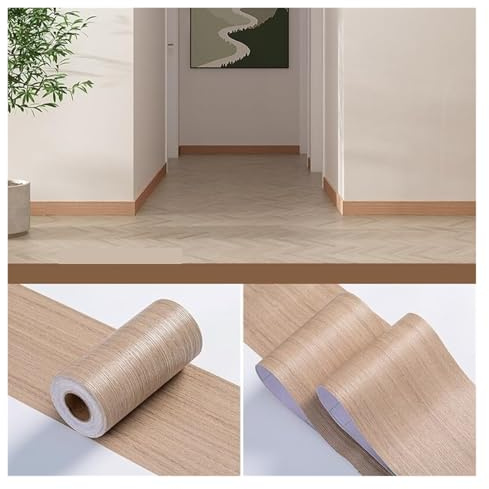Bordure de plinthe， Autocollant mural for plinthe 5 m x 8 cm en PVC multicolore(Sycamore)