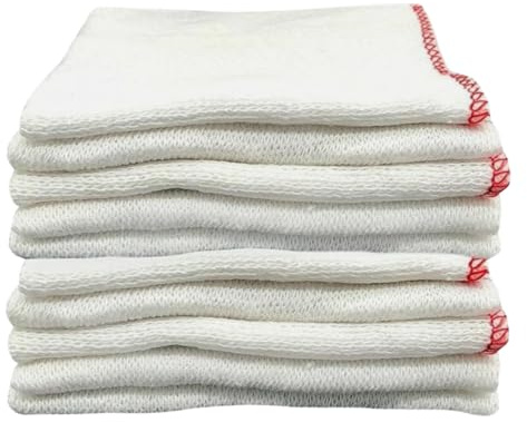 KOZZE FAB Jumbo Dish Cloths 100% Cotton Washing Up Cloths Extra Large 40x50cm Double Layered Premium White Cleaning Cloths Pack of 10–100 for Kitchen, Glass & Surface Cleaning Cloth (10)