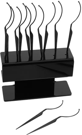 iplusmile Organizador de Pestañas Postizas para Exhibición y Almacenamiento con 12 Varillas Curvas de Plástico Negro en Salones y Estaciones de Maquillaje