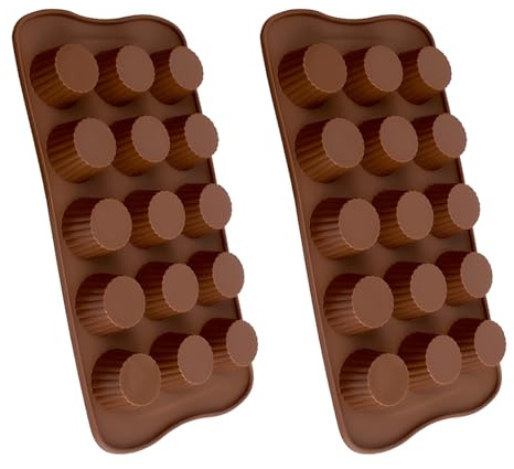 2 Stück Pralinenform Silikon, Silikon Schokoladenform Backform Pralinenformen Set 15 Mulden Backformen Peanut Butter Cups Form für Pralinen Selber Machen Süßigkeiten Eiswürfel und Seifen Kekse