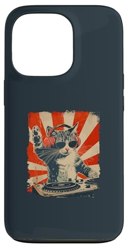Drôle DJ Cat Disco Sound Tech Casque Musique Coque pour iPhone 13 Pro