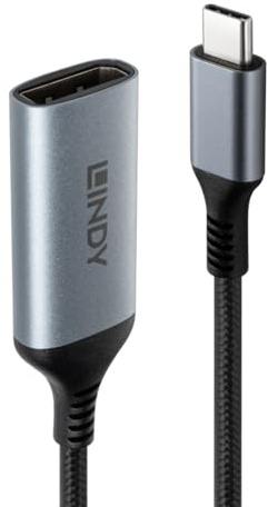 LINDY USB-C to DisplayPort 1.4 Converter, 8K 60Hz / 4K 144Hz, Supports HDR, Compatible with MacBook, Thunderbolt 3 & 4, High-Speed Video Adapter for Gaming & Video Editing, Black
