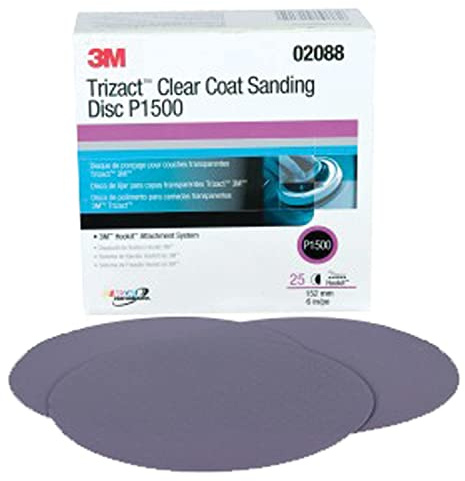3M 02088 Trizact Hookit 6 P1500 Grit Clear Coat Sanding Disc