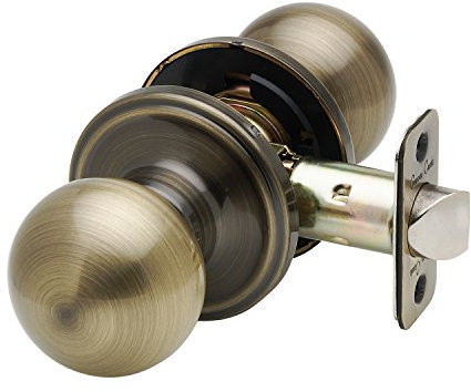 Copper Creek BK2020AB Ball Door Knob, Passage Function, 1 Pack, in Antique Brass