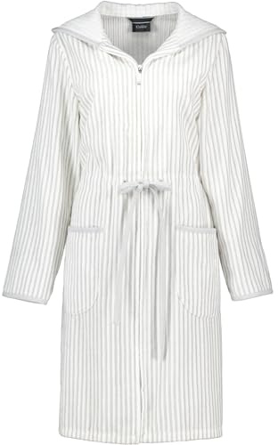 Cawö Home Bademäntel Damen Reißverschluss 6416 Weiss-Silber - 76 L