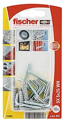 fischer - Tacos y alcayatas pared para colgar cuadros, 5x25mm 10 unidades