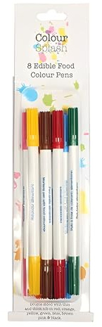 COLOUR SPLASH Edible Food Colouring Pens | 8 Pack | Dual Tip Icing Pens, Food-Safe Paint Markers for Writing Messages & Drawing on Cakes & Cupcakes, Colourful & Easy to Use