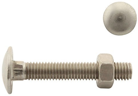 Flachrundschrauben/Schlossschrauben mit Sechskantmuttern - M6x70 - (10 Stück) - Vollgewinde - DIN 603 / DIN 934 - Edelstahl A2 (V2A) - SC603 / SC934