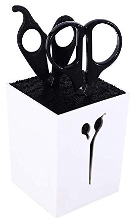 Professional Salon Scissors Holder Hairdressing Barber Combs Clamps Stand Container Scissors Storage Box Stylish Organizers (Color : White)