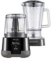 Moulinex Picadora 1.2.3 Ultimate ‎DP8158 - Picadora eléctrica de alimentos y batidora de vaso de 1000 W, 2 barillas Powelix, con una capacidad de 330 g/ 550 ml, revestimiento de titanio, negro