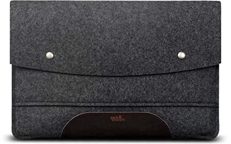 Pack & Smooch Filzhülle kompatibel mit MacBook Pro 16 | 100% Merino Wollfilz | Pflanzlich gegerbtes Leder | Farbe Anthrazit/Dunkelbraun | Hampshire