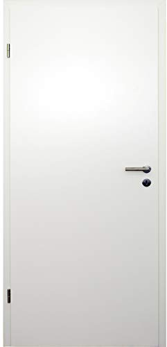 HORI® Zimmertür Komplettset mit Zarge und Türdrücker I Innentür weiß lackiert mit 4 Querfräsungen I vierschieden Größen Schlösser wählbar