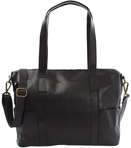 LECONI Shopper Vintage-Look Damen Henkeltasche Schultertasche Echt-Leder Natur Damentasche Ledertasche Umhängetasche Handtasche Leder 37x28x15cm LE0061