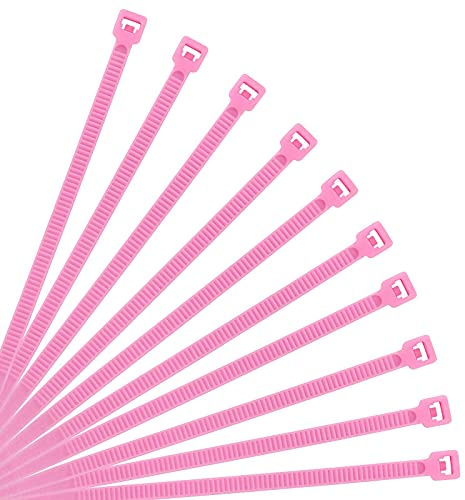 XINGO Pink Cable Ties Pack of 500, 200mm x 3.6mm, Premium Nylon Durable Zip Ties, Self-Locking UV Resistant Nylon Plastic Wire Ties for Indoor and Outdoor