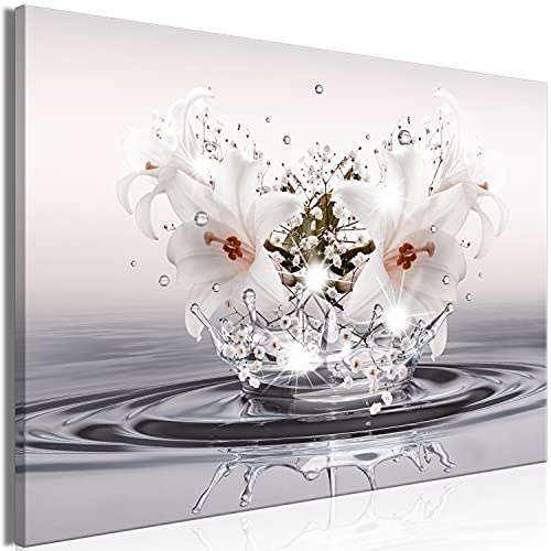 B&D XXL - Leinwandbild Lilien Zen Spa, 60x40 cm, 1-teilig, Schlafzimmer | Hochwertige Leinwand, sofort aufhängbar, ideal fürs Wohn- oder Schlafzimmer, wasserfest und lichtecht, langlebig, stilvoll