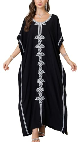 YOUKD Été Floral Loose Caftan Boho Beach Bikini Cover Up Robe Plus La Taille Robe pour Les Femmes