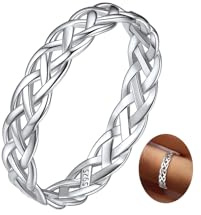 FaithHeart Engagement Ring Silver Band Rings for Women Irish Jewellery Celtic Knot Finger Ring for Mother Size Q