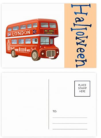 Britain UK London Red Double Decker Bus Halloween Postkarten-Set Dankeskarten Postkarte Post