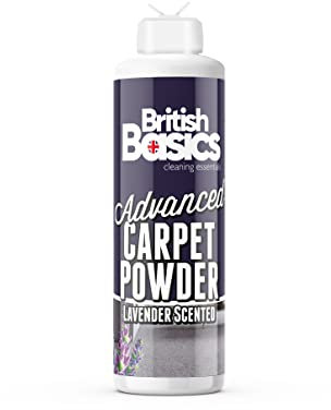 British Basics - Carpet Powder Refresher | Removes Stains and Odours | Powerful Fabric Cleaner that Eliminates Smells | Lavender Scent 600g