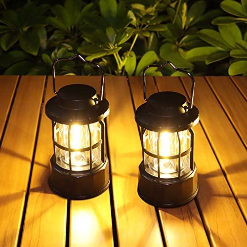 Guijiyi Lampada Campeggio Alimentato a Batteria, 2 Pezzi Lanterna da Campeggio Portatile IPX4 Impermeabile, 3 Modalità Dimmerabili, LED Luce Campeggio per Campeggio, Escursionismo, Pesca, Emergenza