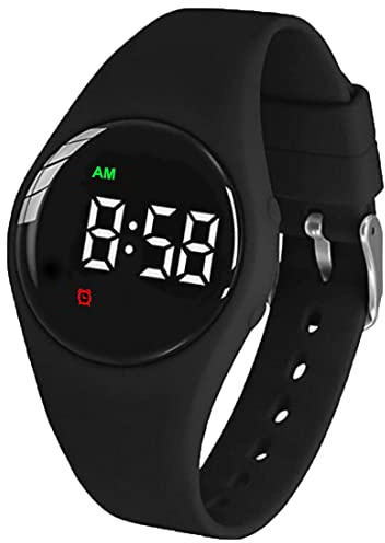 e-vibra Montre étanche vibrante rechargeable avec 15 alarmes, montre d'apprentissage de la propreté avec écran de verrouillage (rond noir)