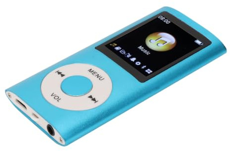 Dioche MP3-Player, 200 mAh MP3-Player Großes Display, Multifunktionaler Verlustfreier Sound, Schlankes 1,8 Zoll LCD Display, Tragbarer MP3-Player für Reisen, Fitnessstudios und Büros (Blau)