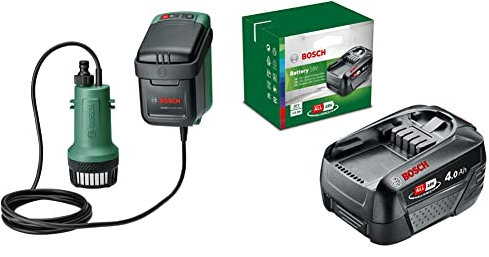 Bosch Cordless Submersible Water Pump GardenPump 18V-2000 (without Battery, 18 Volt System, in Carton Packaging) & Home and Garden Battery Pack PBA 18V