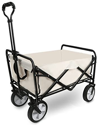 Balakaka Handcart mit Rädern Faltbar,Faltbare Schubkarren mit Verstellbarem Griff Einfache Einstellung der Höhe nach Oben und Unten,Outdoor Camping Fahrzeug mit Abnehmbaren und Waschbaren Stofftaschen