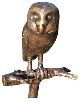 IDYL Bronze-Skulptur Eule auf AST sitzend 14 x 12,5X 7 cm