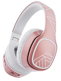 PowerLocus Casque Bluetooth sans Fil, 60 Heures, Casque Audio Bluetooth Pliable avec Microphone, Casque sur l'oreille Confortable, Son stéréo pour Voyage/iPhone/iPad/TV/PC