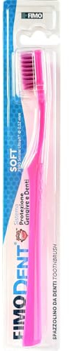 Fimodent Soft Spazzolino con Sistema Protezione Gengive e Denti - Dotato di 3980 Setole UltraX con Durezza Morbida Delicate su Gengive e Smalto - Colore Rosa