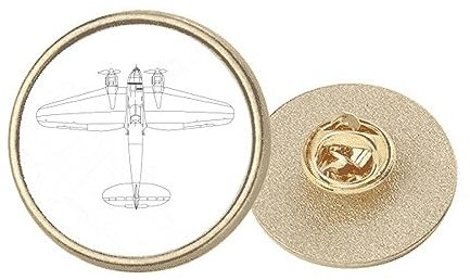 Aircraft Line Brosche Art Deco Art Deco Fashion Rund Metall Golden Pin Brosche Clip, M, Metall
