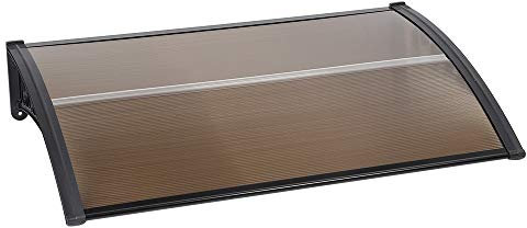 Auvent de Porte d'entrée, Marquise en Polycarbonate Résistante, Garage et Fenêtre, Auvent de Patio, Toit Abri Protection Contre La Pluie (80x120cm, Brun)