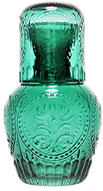 Table de Chevet en Cristal avec Gobelet, Carafe à Eau de Chevet en Cristal Vintage et Ensemble de Verres, Décoration de Table de Chevet élégante pour Stocker les Jus (vert)