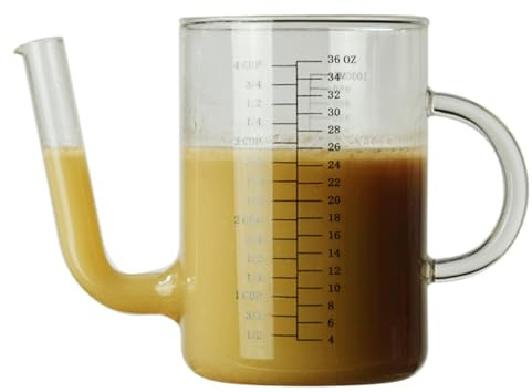LIFKOME Glaskrug Glas Messbecher Eistee Krug Filter Öl Glas Wasserkocher Fetttrenner Messbecher Kaltgetränkekessel Glas Fettabscheider Saft Einschränkung Schwangere Frau