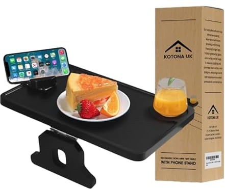 Kotona UK Foldable Bamboo Table Tray, Portable Desk for Bed or Sofa, Eco-Friendly Workstation for Home Office Black