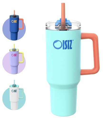 OISIZ 40oz Tumbler with Handle Water Bottle with Straw Lid 1200ml Stainless Steel Drink Cup Reusable Insulated Vacuum Cup Travel Coffee Mug Travel Cup Cupholder Friendly,Leak Proof,Keep Cold for 32Hr